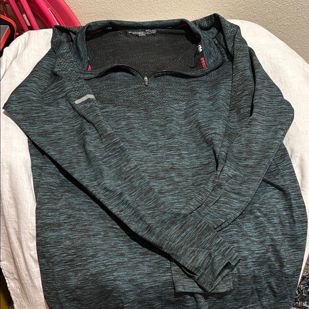 Fila Black and Green Zip Up Sweater